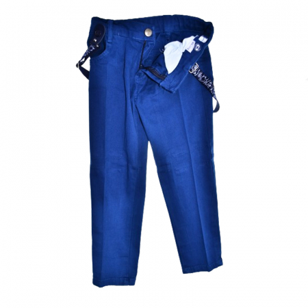 Compleu format din 3 piese pantaloni, camasa si bretele pentru baieti Mini Junior COMP-1271, Albastru [2]