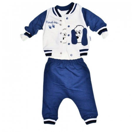 Compleuri baieti maneca lunga - Compleu format din 3 piese, pentru baieti, Mini Junior 1401B, Bleumarin