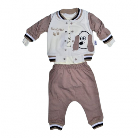 Compleuri baieti maneca lunga - Compleu format din 3 piese, pentru baieti, Mini Junior 1401B2, Bej