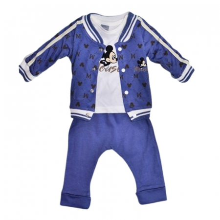 Compleuri baieti maneca lunga - Compleu format din 3 piese, pentru baieti, Mini Junior 14154A, Albastru