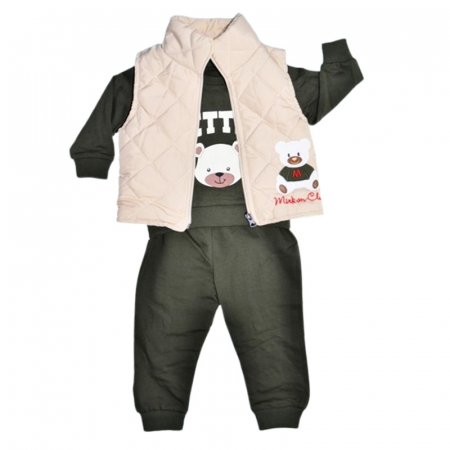 Compleuri baieti maneca lunga - Compleu format din 3 piese, pentru baieti, Mini Junior 2037V, Verde