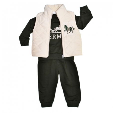 Compleuri baieti maneca lunga - Compleu format din 3 piese, pentru baieti, Mini Junior 2059V, Verde