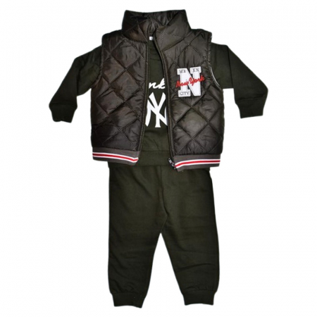 Compleuri baieti maneca lunga - Compleu format din 3 piese, pentru baieti, Mini Junior 2080V, Verde