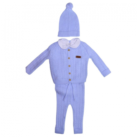 Compleuri baieti maneca lunga - Compleu format din 4 piese, pentru baieti, Mini Junior 4126A-56-62, Albastru deschis