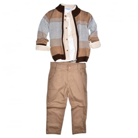 Compleuri baieti maneca lunga - Compleu format din 4 piese, pentru baieti, Mini Junior CMP2775, Maro