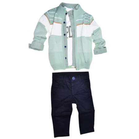 Compleuri baieti maneca lunga - Compleu format din 4 piese, pentru baieti, Mini Junior CMP624, Verde