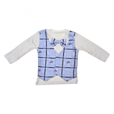 Compleu in carouri, format din 3 piese, pentru baieti, Mini Junior 1322A, Albastru [3]