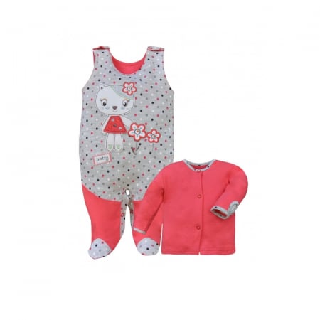 Compleuri  fete maneca lunga - Compleu 2 piese salopeta si bluza pentru fete Koala Anulka 2120-C-80, Multicolor