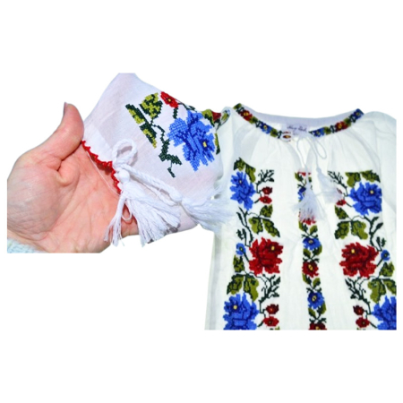 Compleu traditional, din 2 piese, ie si poale, pentru fete, Mini Junior C1411-0, Alb [6]