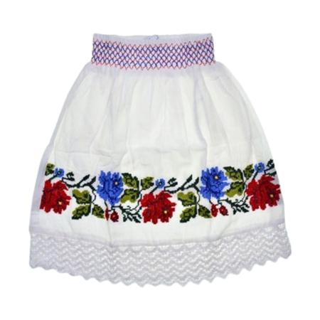 Compleu traditional, din 2 piese, ie si poale, pentru fete, Mini Junior C1411-0, Alb [2]