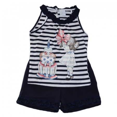 Compleuri fete de vara - Compleu 2 piese de vara pentru fete Baby Rose BBR1-92, Bleumarin