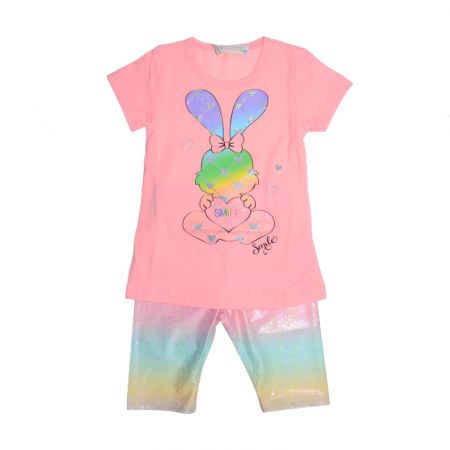 Compleuri fete de vara - Compleu din doua piese pentru fete Happy House HH409A-86, Roz