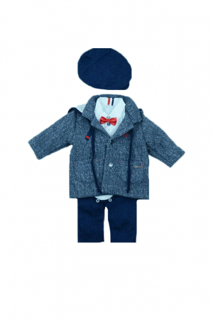 Costume elegante de la 0 la 9 luni - Costum botez 5 piese pentru baieti Baby Colibra 8110062