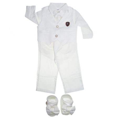 Costume elegante de la 0 la 9 luni - Costum botez din 5 piese pentru baieti Babylia 030823-1, Alb