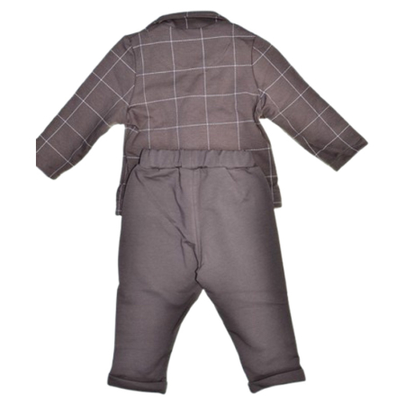 Costum casual de bumbac, în carouri, pentru baieti, GT 0534-68, Gri [2]