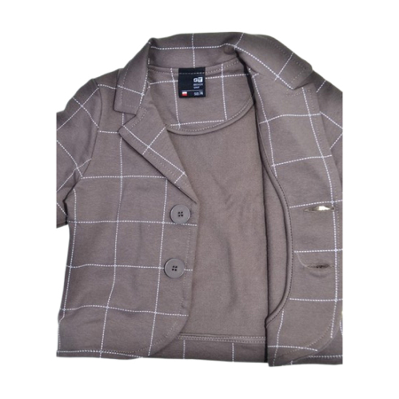 Costum casual de bumbac, în carouri, pentru baieti, GT 0534-68, Gri [5]