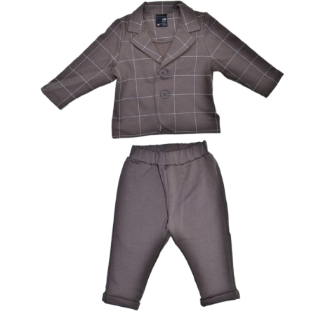 Compleuri baieti maneca lunga - Costum casual de bumbac, în carouri, pentru baieti, GT 0534-68, Gri