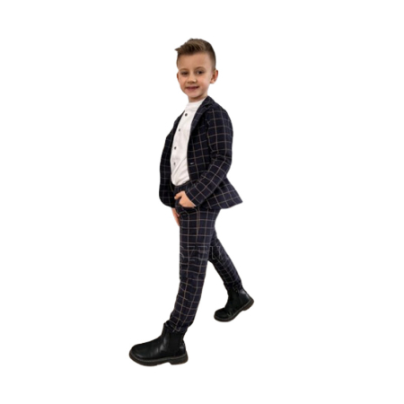 Costum casual de bumbac, în carouri, pentru baieti, GT 9396-92, Bleumarin [2]