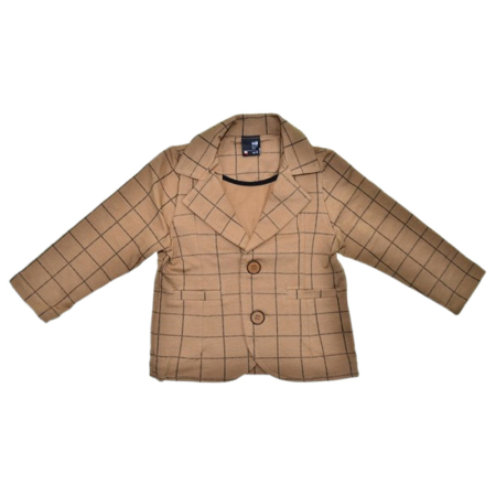 Costum casual de bumbac, în carouri, pentru baieti, GT 9840-92, Maro [3]