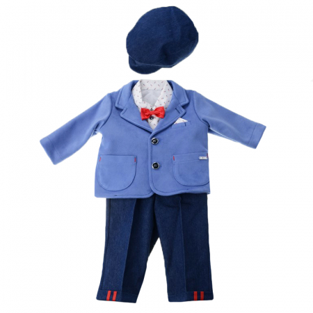 Costume elegante de la 0 la 9 luni - Costum de botez 5 piese pentru baieti Baby Colibra Gucio KJ10-1