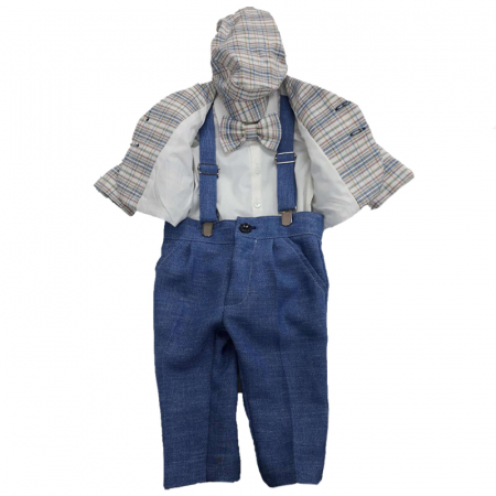Costume elegante de la 0 la 9 luni - Costum de botez 6 piese pentru baieti Colibri CPB667-80, Multicolor