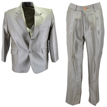 Costume elegante - Costum elegant 3 piese pentru baieti LA Kids CE-20-104-110-cm, Crem