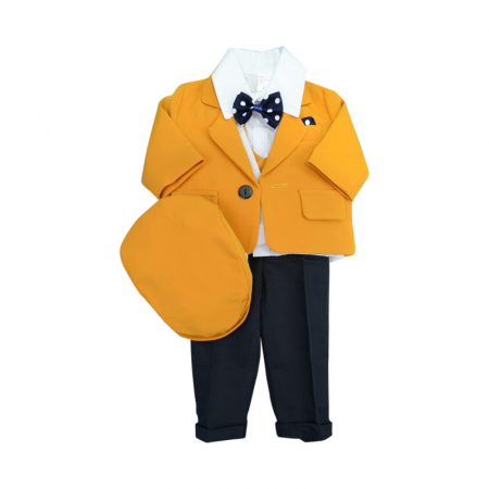 Costume elegante de la 0 la 9 luni - Costum elegant 5 piese pentru baieti Andreeatex CSS-5674-68, Galben