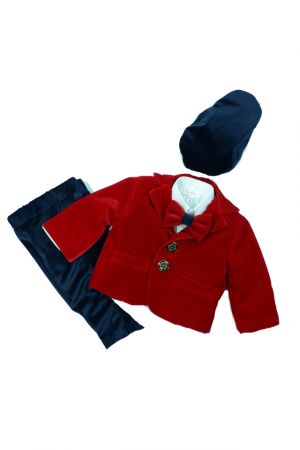 Costume elegante - Costum elegant 5 piese pentru baieti colibri 2001-RO-80-cm, Rosu