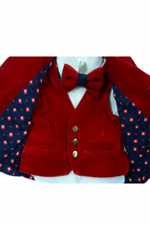 Costum elegant 5 piese pentru baieti colibri 2001-RO-80-cm, Rosu [2]
