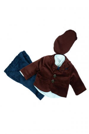 Costume elegante - Costum elegant 5 piese pentru baieti Colibri 2013-M-80-cm, Maro