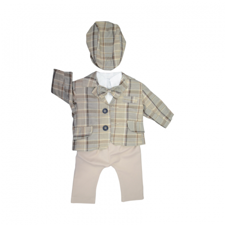 Costume elegante de la 0 la 9 luni - Costum elegant 5 piese pentru baieti Micul Vip CEPB-123, Crem