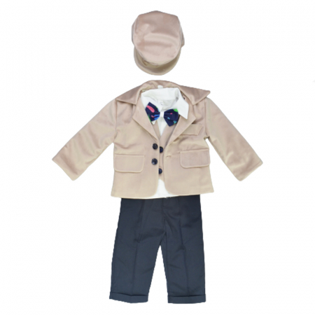 Costume elegante de la 0 la 9 luni - Costum elegant 6 piese pentru baieti Mini Junior CMV-0740, Bej