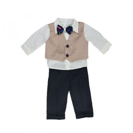 Costum elegant 6 piese pentru baieti Mini Junior CMV-0740, Bej [2]