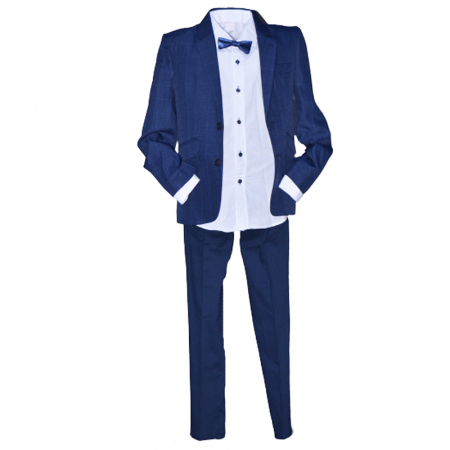 Costume elegante - Costum elegant din 4 piese LOOKS KIDS pentru baieti KM1703B, Bleumarin