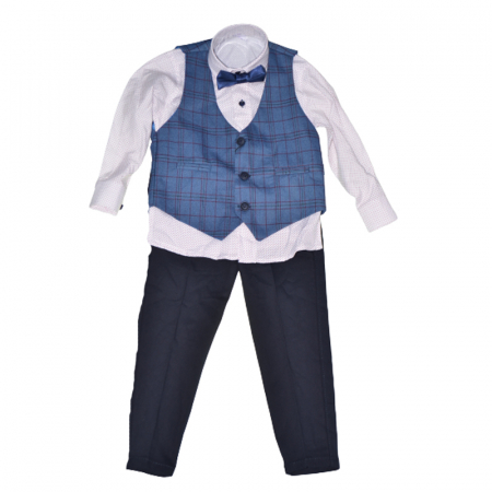 Costume elegante - Costum elegant din 4 piese LOOKS KIDS pentru baieti KM2001A, Albastru