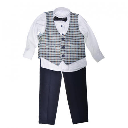 Costume elegante - Costum elegant din 4 piese LOOKS KIDS pentru baieti KM2001G, Gri