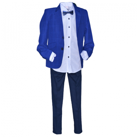 Costume elegante - Costum elegant din 4 piese LOOKS KIDS pentru baieti KM1703A, Albastru