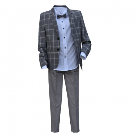 Costume elegante - Costum elegant din 4 piese LOOKS KIDS pentru baieti KM2404G, Gri