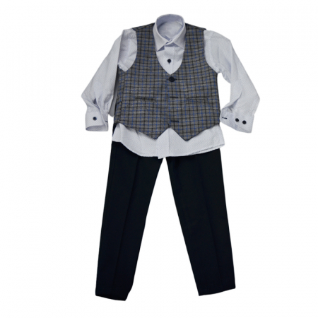 Costume elegante - Costum elegant din 4 piese LOOKS KIDS pentru baieti KM2404GR, Gri