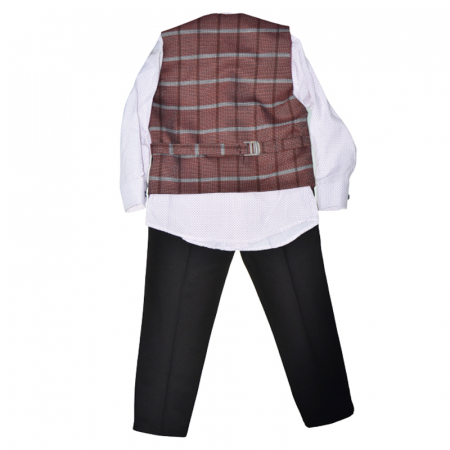 Costum elegant din 4 piese LOOKS KIDS pentru baieti KM1703M , Maro [1]