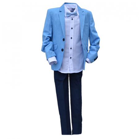 Costume elegante - Costum elegant din 4 piese LOOKS KIDS pentru baieti KM2404A, Albastru