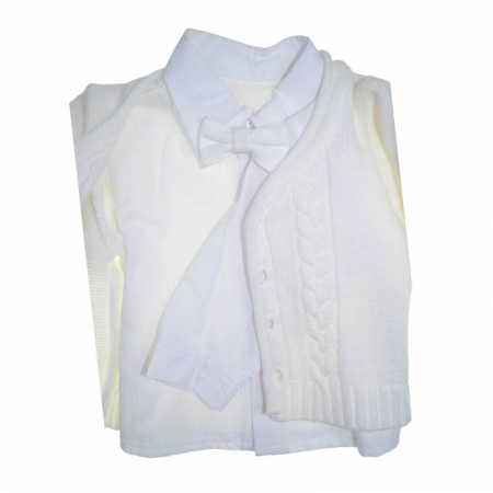 Costum elegant din 5 piese pentru baieti Christopher Baby Club 030323-CRM, Crem [2]
