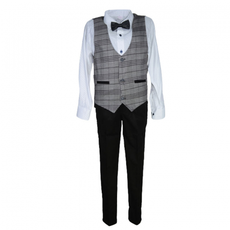 Costume elegante - Costum elegant din 4 piese pentru baieti LOOKS KIDS KM2646-116, Gri