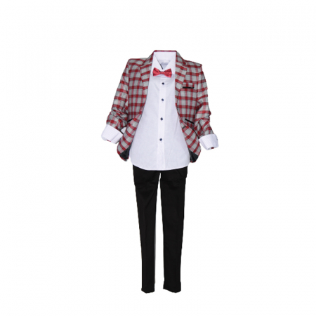 Costume elegante - Costum elegant din 4 piese LOOKS KIDS pentru baieti KM585B-86, Rosu