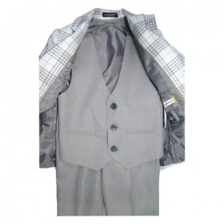 Costum elegant din 4 piese pentru baieti LA Kids 020323-G, Gri [4]