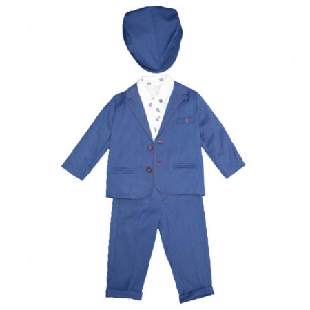 Costume elegante - Costum elegant din 4 piese pentru baieti Mini Junior 030323-A, Albastru