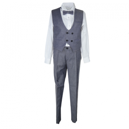 Costume elegante - Costum elegant din 4 piese pentru baieti LA Kids 1794GR, Gri
