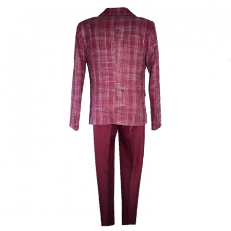Costum elegant din 4 piese pentru baieti Slim Fit LA Kids 1766-V, Visiniu [1]