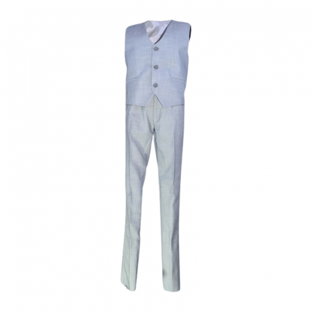 Costum elegant din 4 piese, Slim Fit, in carouri, pentru baieti, LA Kids 1807-28, Gri [1]
