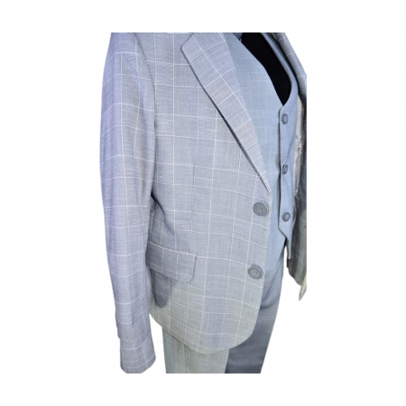 Costum elegant din 4 piese, Slim Fit, in carouri, pentru baieti, LA Kids 1807-28, Gri [2]